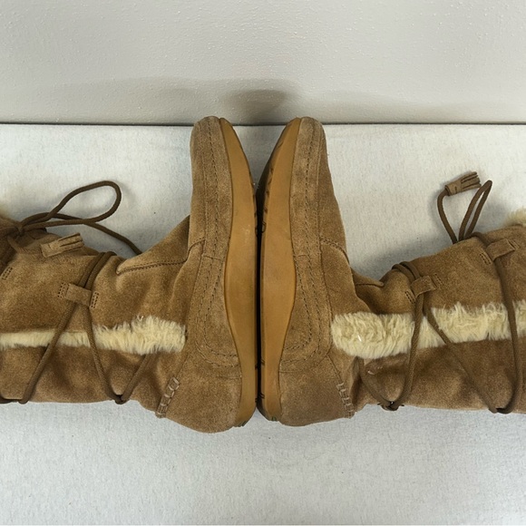 Earth Spirit Size 5 Tan Fur-Lined Winter Boots Leather Faux Fur Winter Fall Boho - Picture 9 of 10